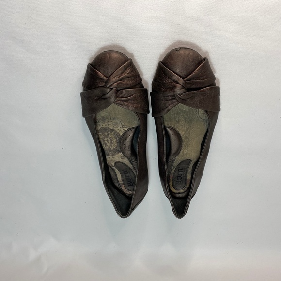 Born Womens Metallic Brown Leather Shoes Ballet Flats Casual Comfort Slip-On 8 - Picture 3 of 9